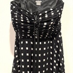 Ann Taylor Halter Size 6 Midi Babydoll Empire Strapless Geometric Sheer Resort